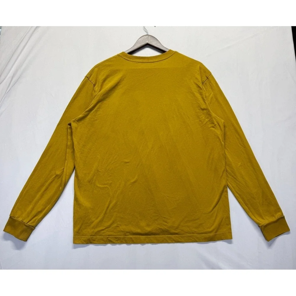 True Religion Shirt Men Large Mustard Yellow Graphic Print Horseshoe Logo Cotton